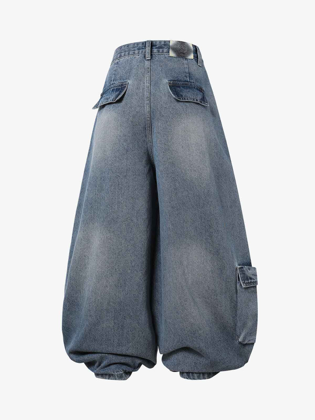 3D Curved Panel Stacked Wide-Leg Denim Jeans