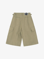 Urban Techwear Side Buckle Layered Hem Cargo Shorts