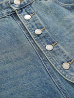 Asymmetric Multi-Button Denim Jorts