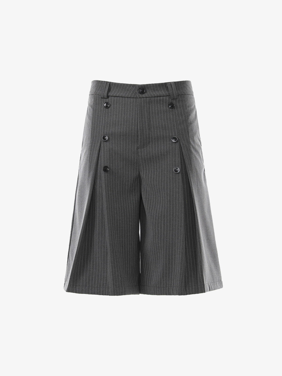 Pinstripe Double-Breasted Pleated Shorts