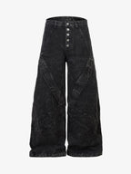 High Street Functional Structured Design Tie-Dye Baggy Jeans