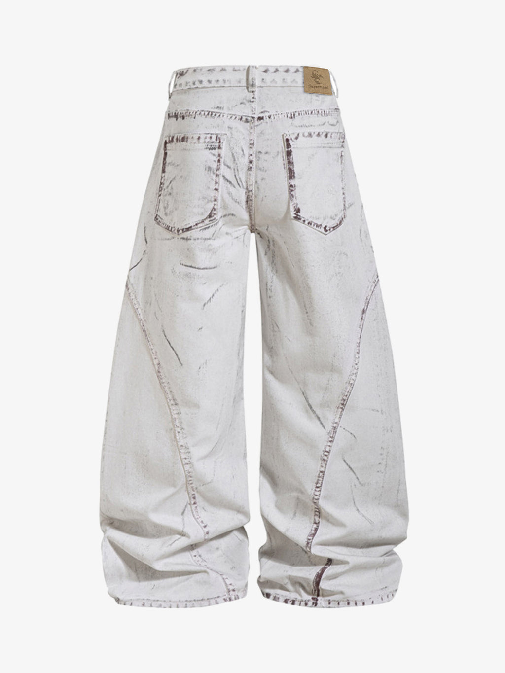 Cyber-Grunge Distressed Tinted Curved Jeans