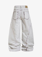 Cyber-Grunge Distressed Tinted Curved Jeans