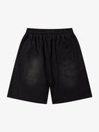 Industrial Grunge Style Acid Wash Studded Shorts