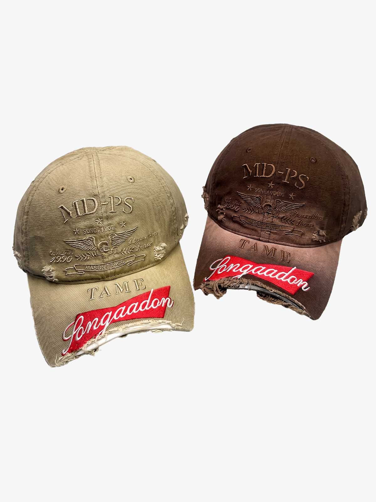 Distressed Baseball Cap with Frayed Brim