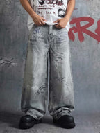 Hand Drawn Scribble Print Baggy Jeans