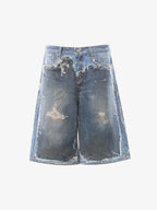 Retro Deconstructed Denim Shorts