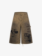 Dirty Mud Wash Print Jorts