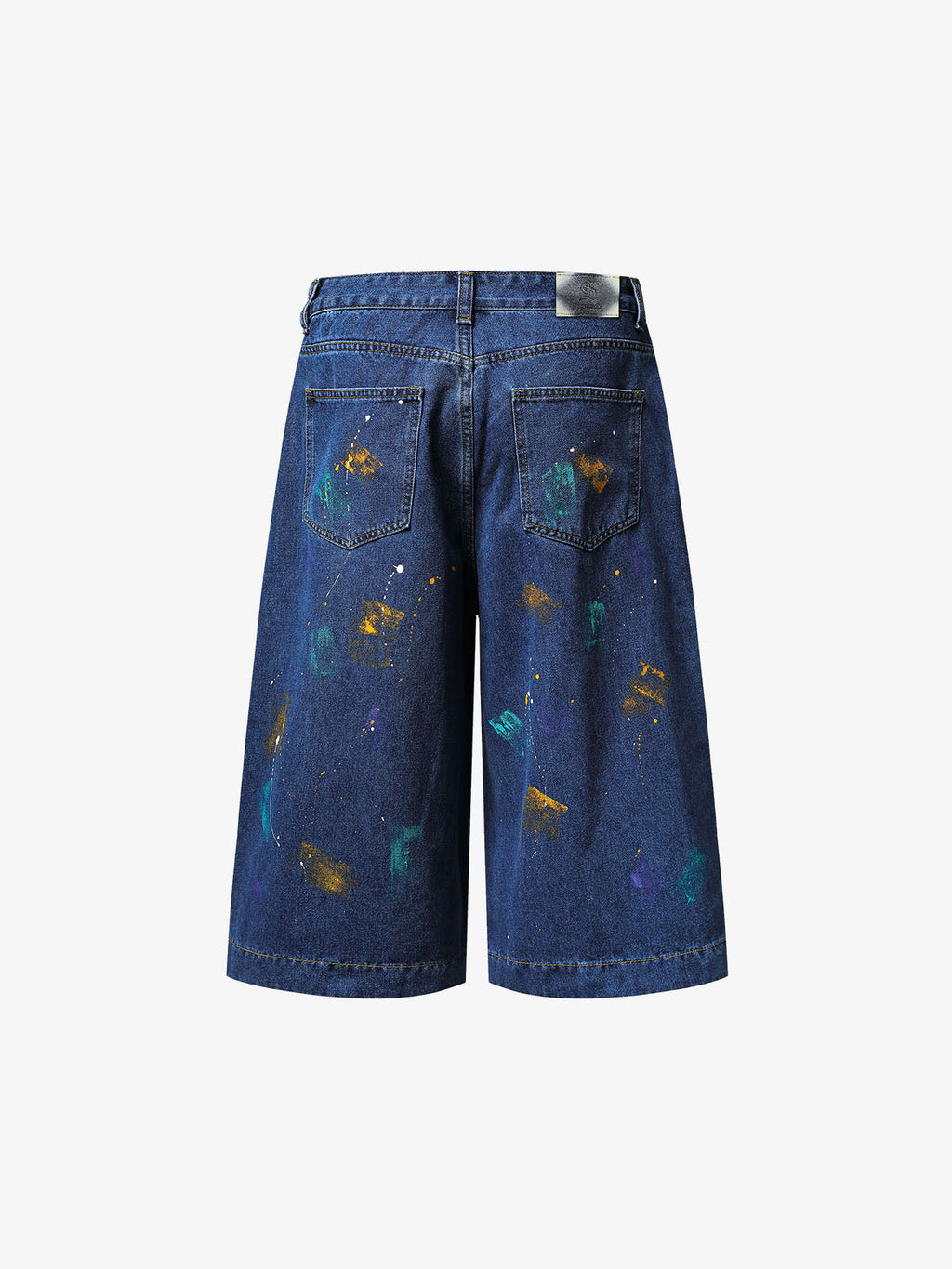 Paint Splatter Denim Wide-Leg Shorts