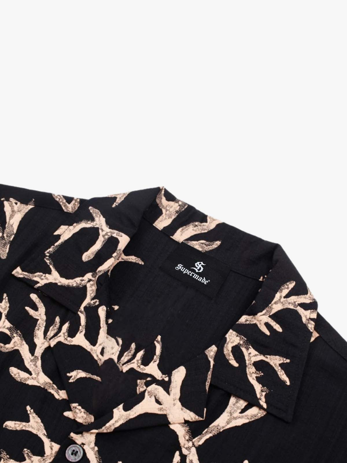 3D Textured Embossed Camp Collar Boxy Shirt