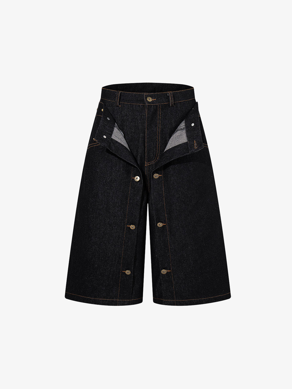 Double-Waisted Multi-Button Denim Jorts
