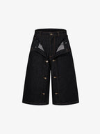 Double-Waisted Multi-Button Denim Jorts