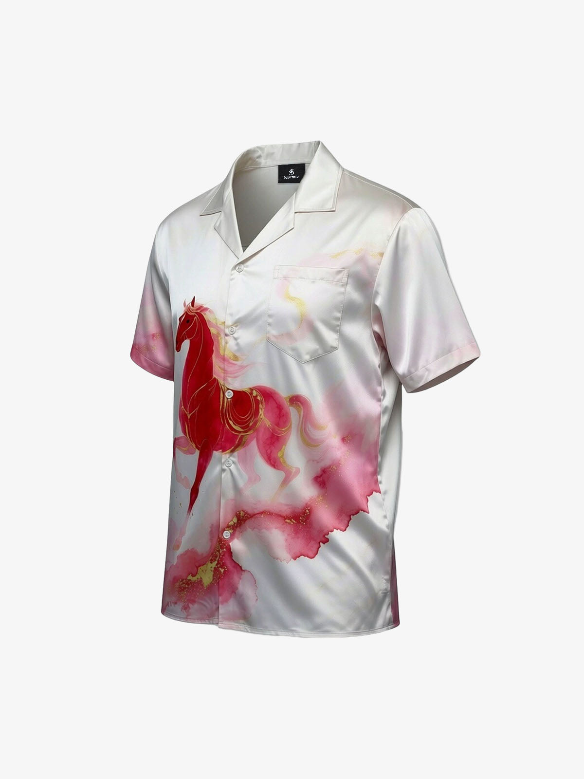 Horse Print Camp Collar Boxy Shirt