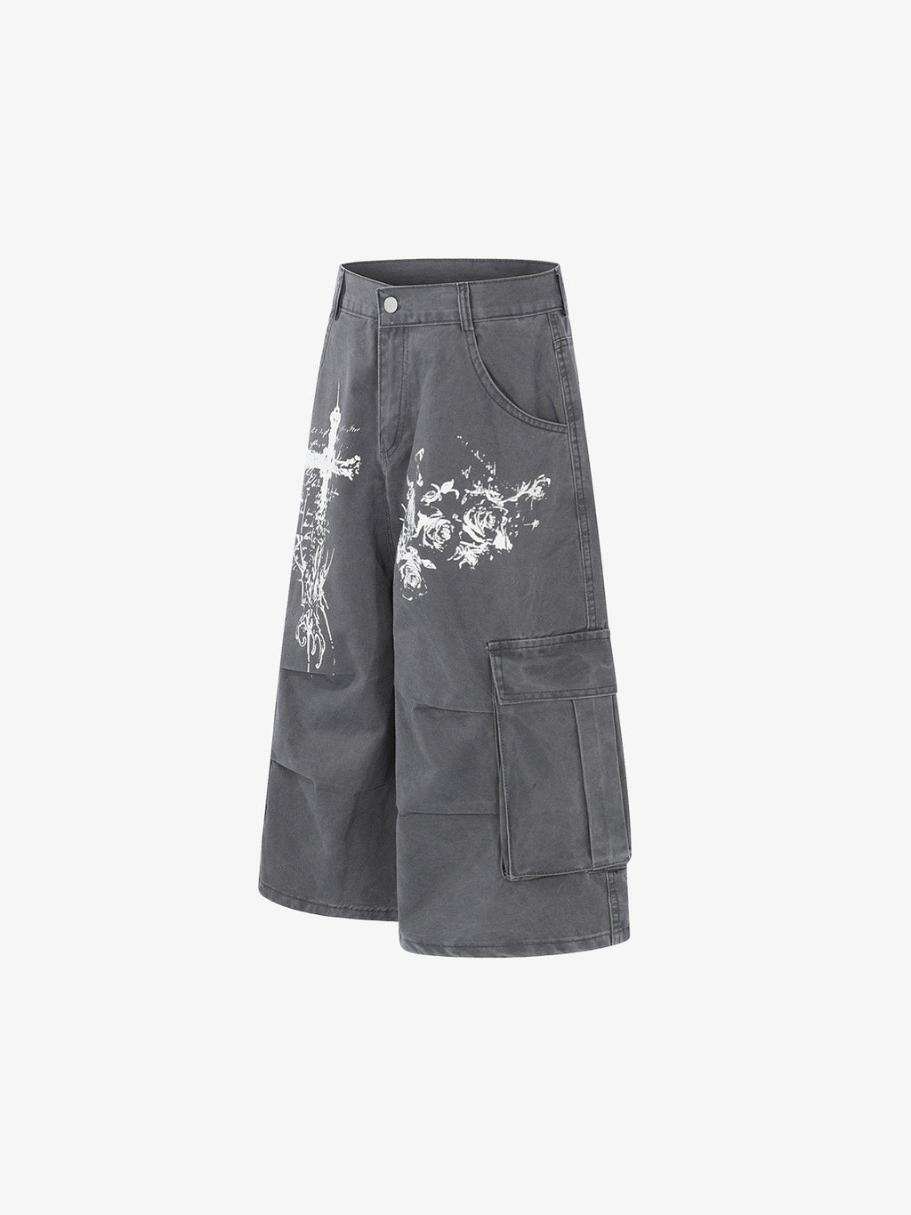 Gothic Cross Graphic Cargo Shorts