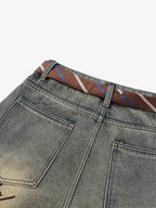 Gradient Sandwash Detachable Tie Baggy Jeans