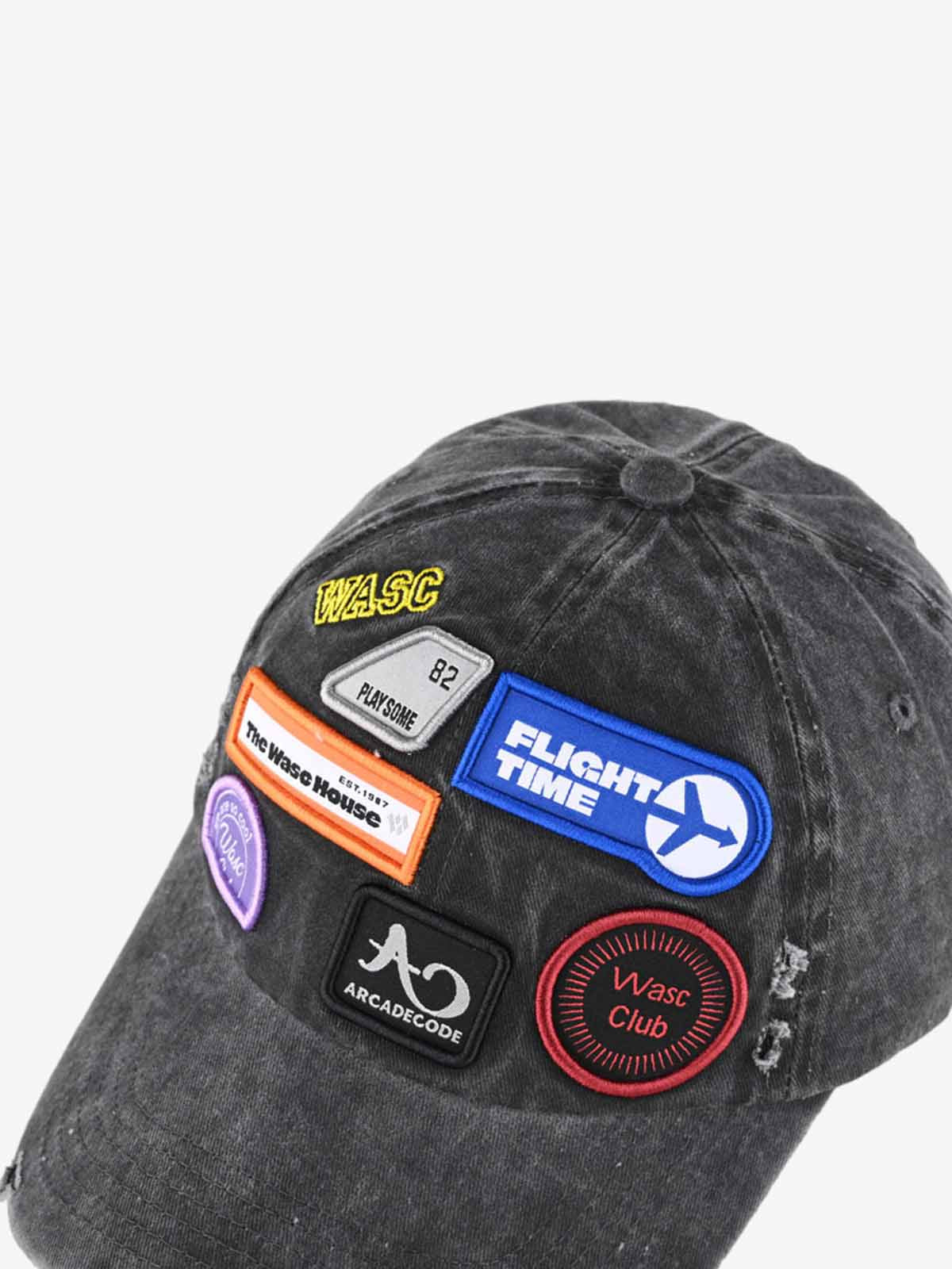 Vintage Distressed Washed Multiple Embroidered Patchwork Baseball Cap