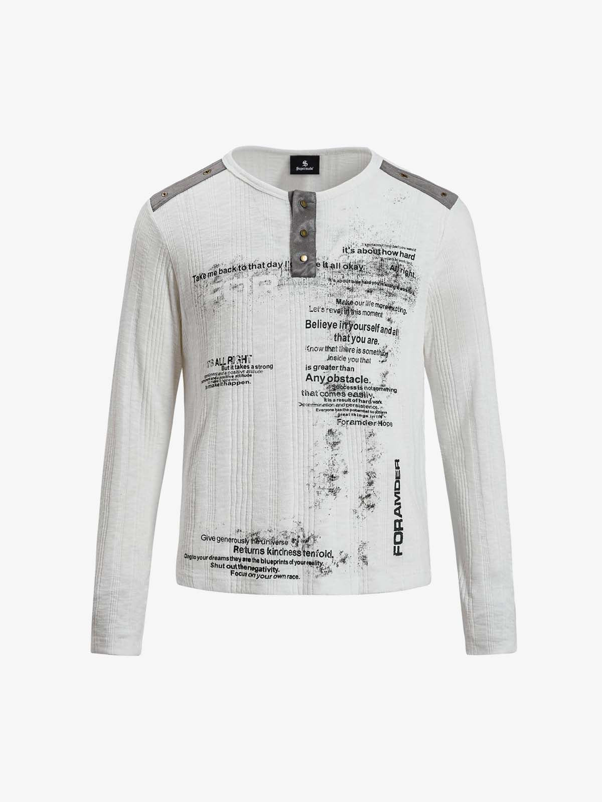 Vintage Graphic Henley Long Sleeve T-Shirt
