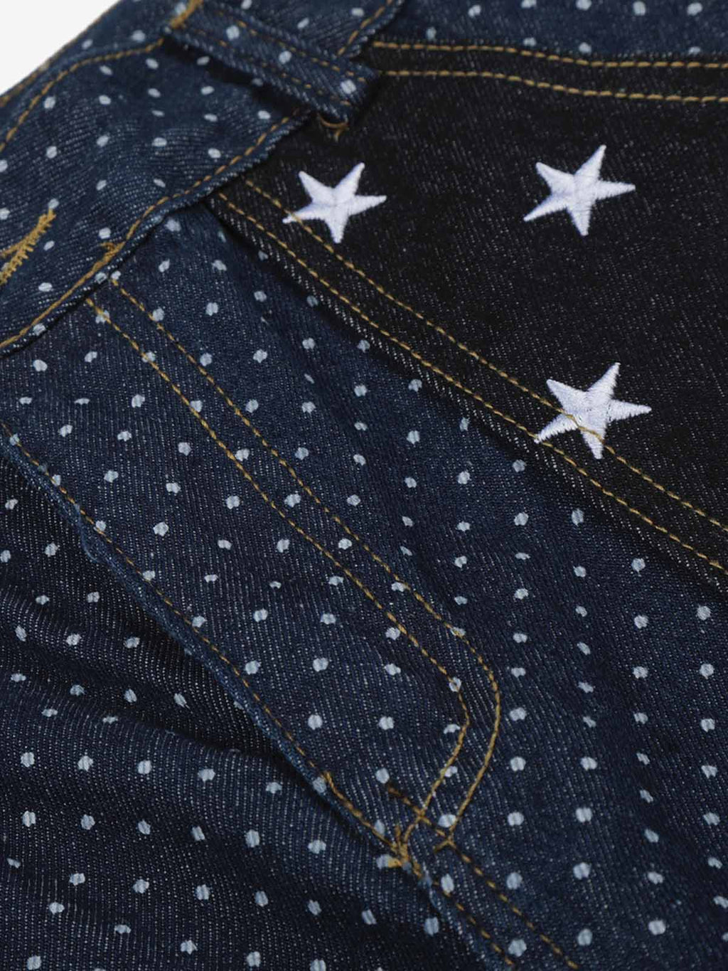 Star Embroidered Polka Dot Jeans