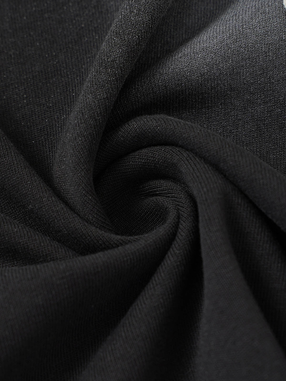 Black Raglan Sleeve T-Shirt with Herringbone Tape Detail