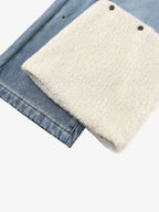 Sherpa Paneled Stacked Baggy Jeans