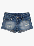 Thesupermade Distressed Metallic Studded Low Rise Mini Shorts