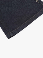 Dark Wash Denim Bermuda Shorts with Side Stripe Rhinestone Detail