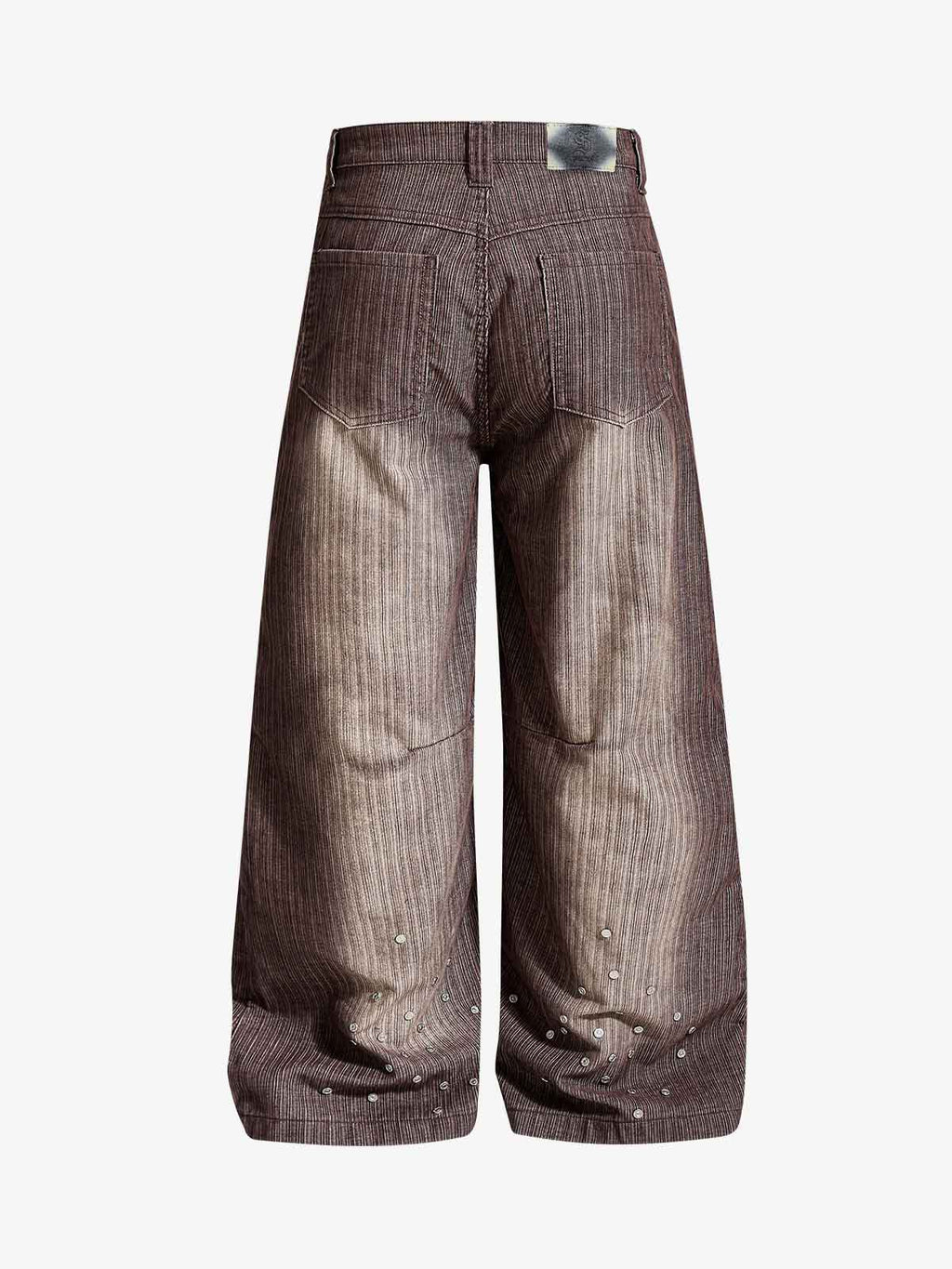 Vintage Washed Pinstripe Studded Baggy Jeans