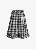 Star Print Plaid Shirt with Tulle Trim