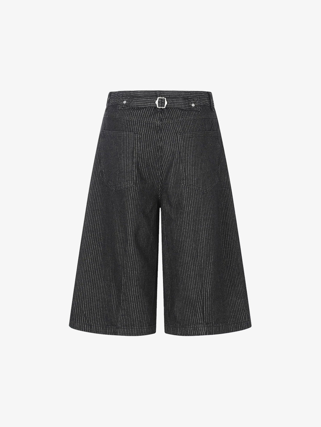 Pinstripe Wide-Leg Cropped Jeans