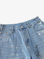 Light Wash Distressed Denim Shorts
