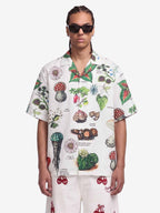 Vintage Succulent Botanical Print Camp Collar Boxy Shirt