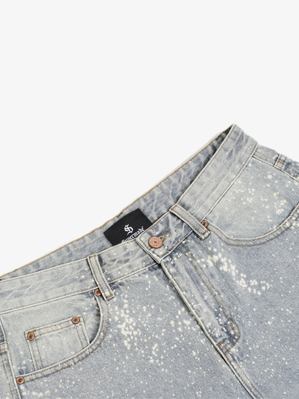 Splatter Washed Denim Shorts