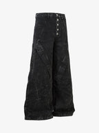 High Street Functional Structured Design Tie-Dye Baggy Jeans