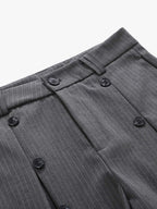 Pinstripe Double-Breasted Pleated Shorts