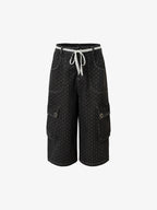 Polka Dot Denim Cargo Shorts