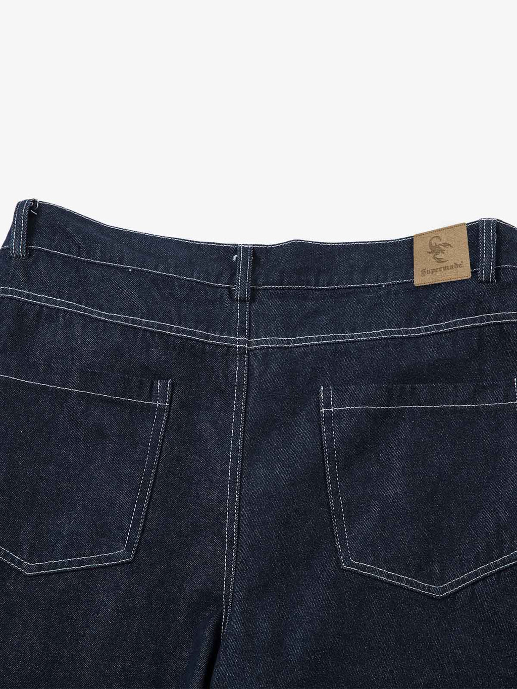 Deconstructed Contrast Stitching Pleated Baggy Barrel Jeans - 2343