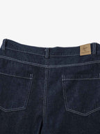Deconstructed Contrast Stitching Pleated Baggy Barrel Jeans - 2343