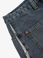 Frayed Layered Paneled Denim Jorts