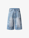 Light Wash Distressed Denim Shorts