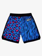 Moisture-Wicking Split Leopard Mixed Sport Shorts