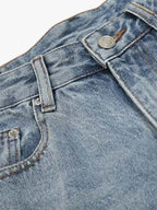 Distressed Light Wash Denim Shorts - 2639