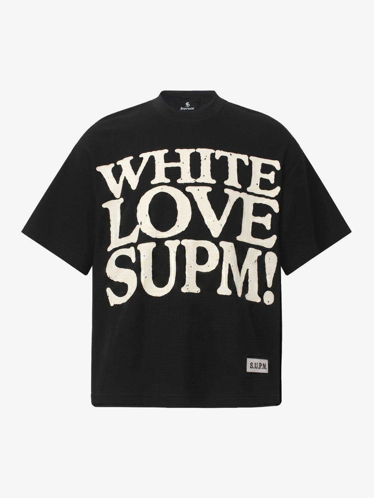 White Oversized Waffle Knit Tee