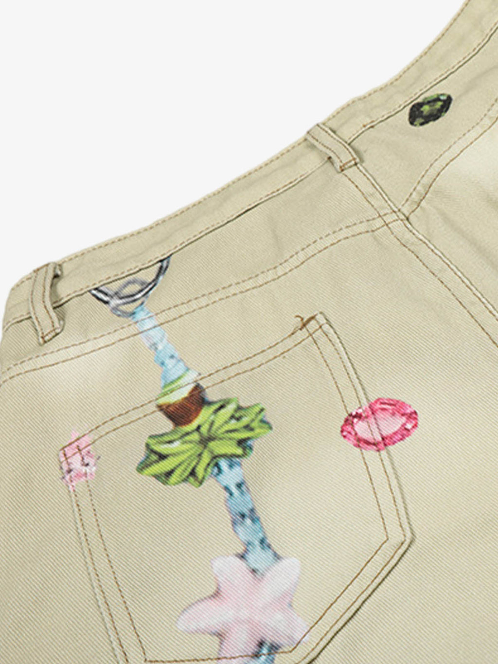 Flower Patch Distressed Denim Shorts