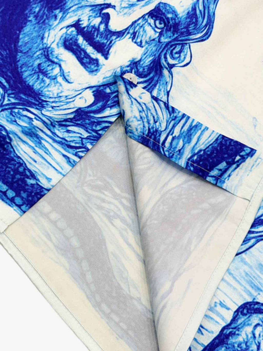 Blue Sketch Mythological Camp Collar Boxy Shirt