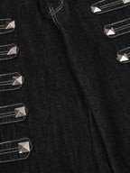 Square Studded Panelled Baggy Jeans