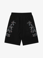 Rhinestone Graphic Knit Shorts