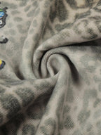 Charm Detail Leopard Denim Shorts