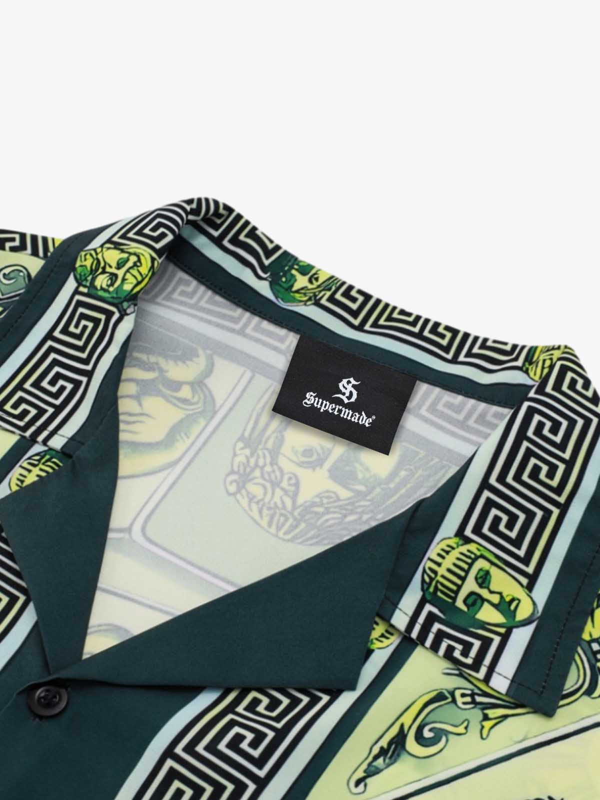 Baroque Pattern Statue Camp Collar Boxy Shirt