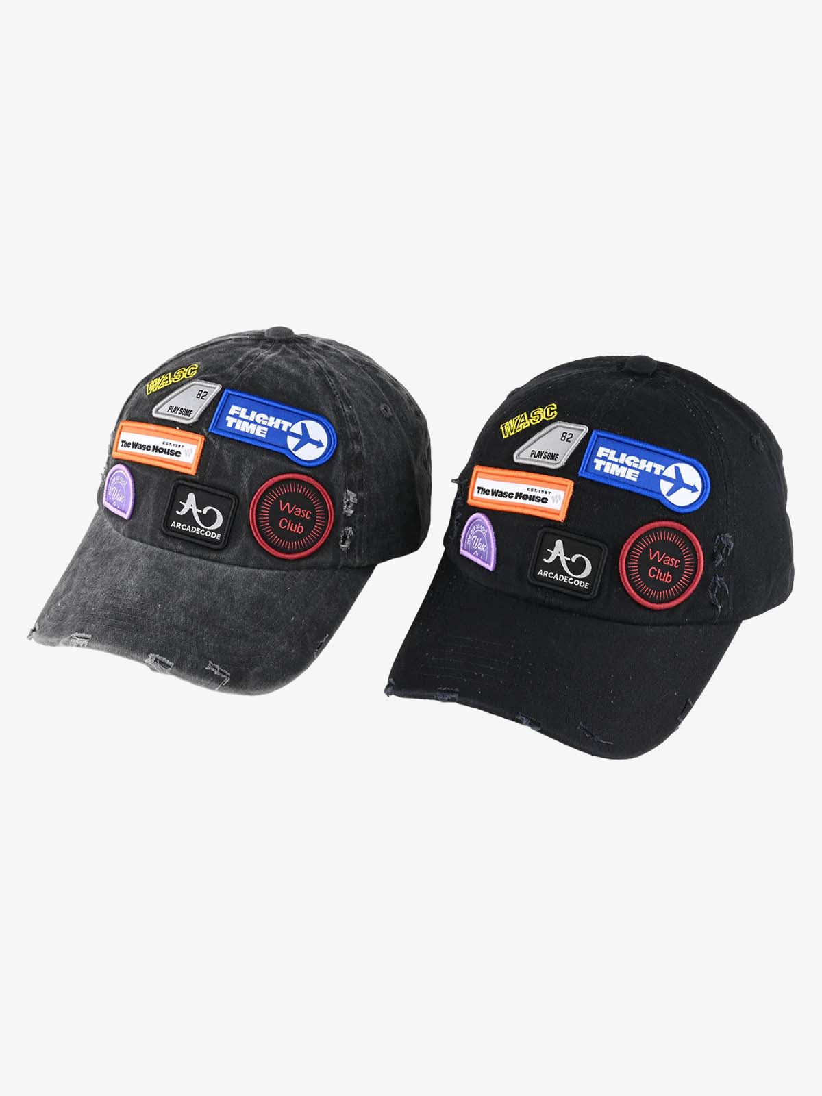 Vintage Distressed Washed Multiple Embroidered Patchwork Baseball Cap