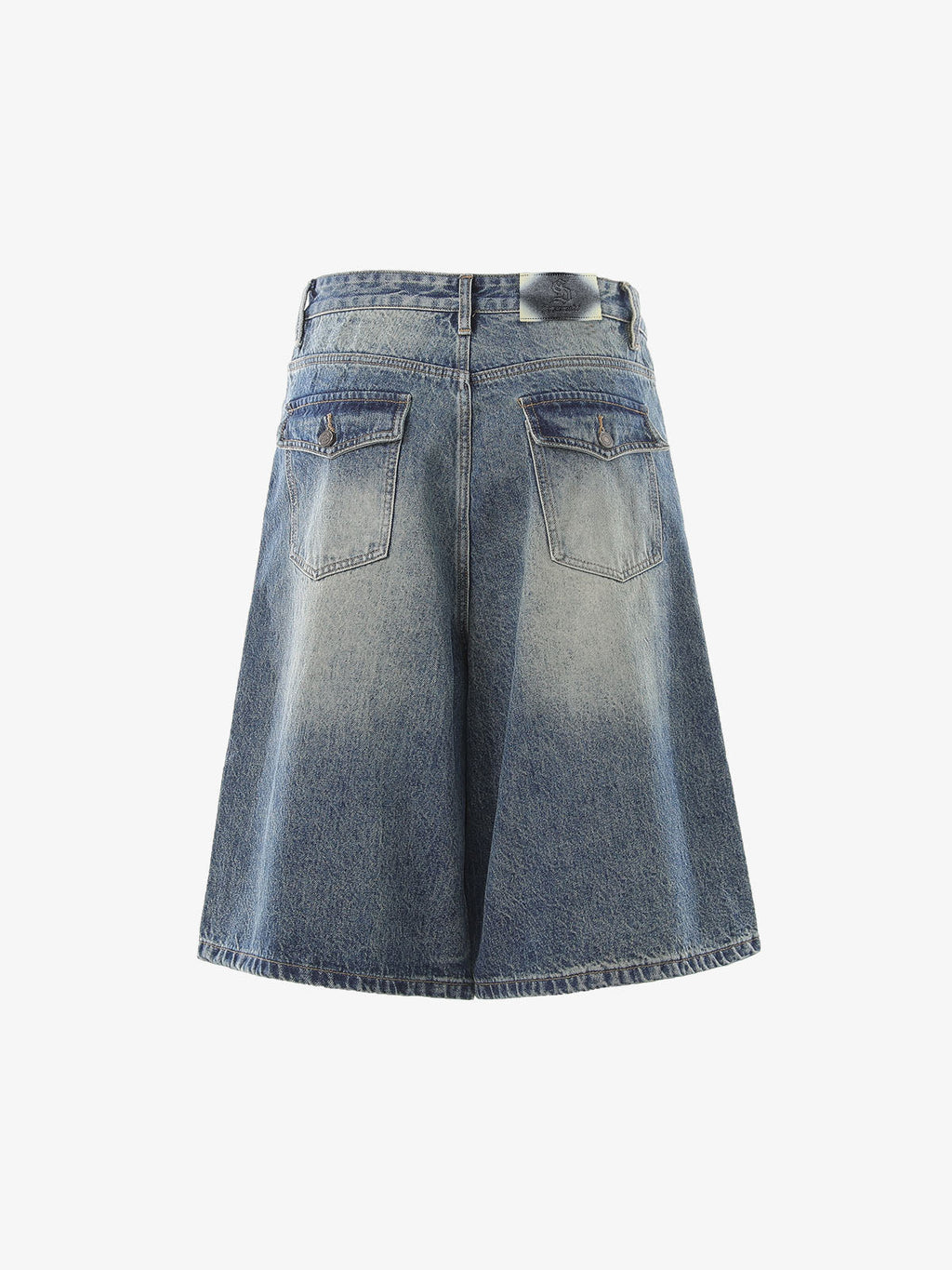 Panel Stitch Wide Leg Denim Jorts